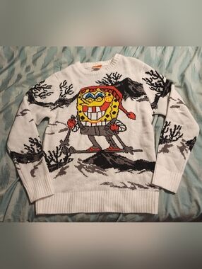 Vintage‎ Rare SpongeBob SquarePants Ski Sweater Men's Size Medium